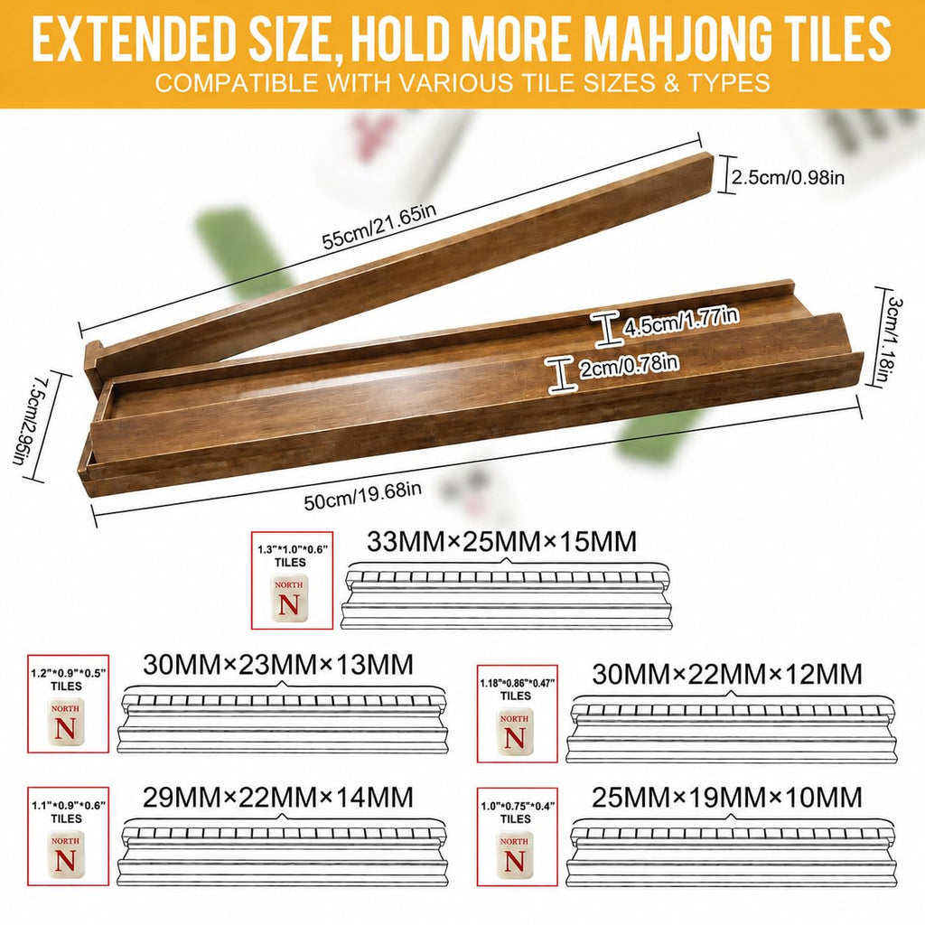 Acacia Wooden Mahjong Racks with Pushers U2489