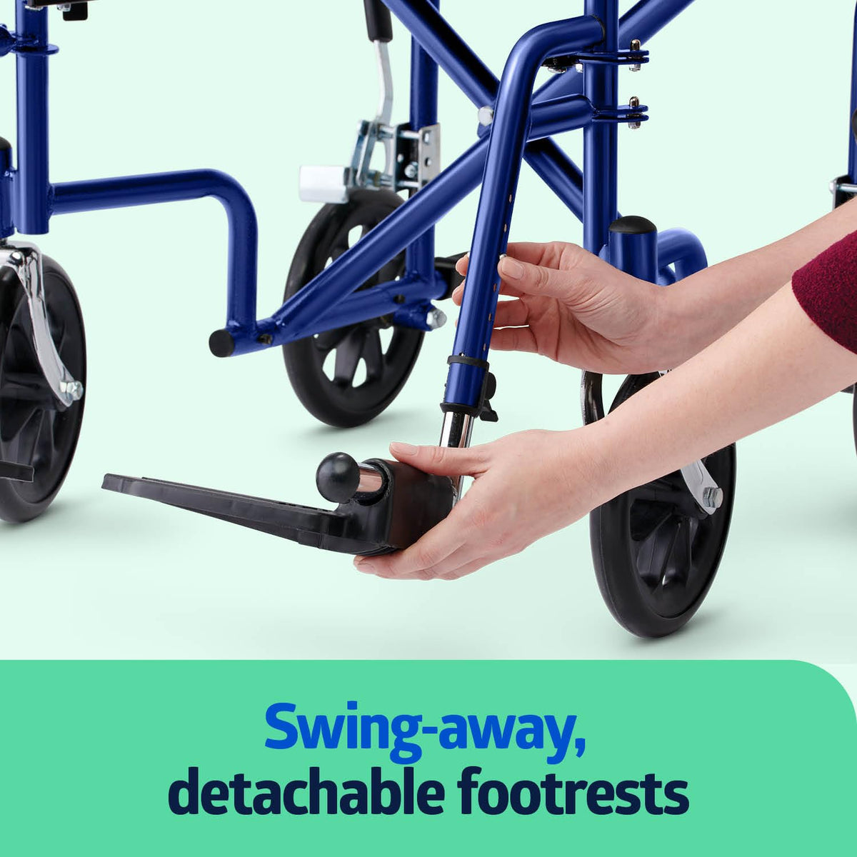 Lightweight Foldable Transport Wheelchair with Handbrakes and 12-Inch Wheels Y15140