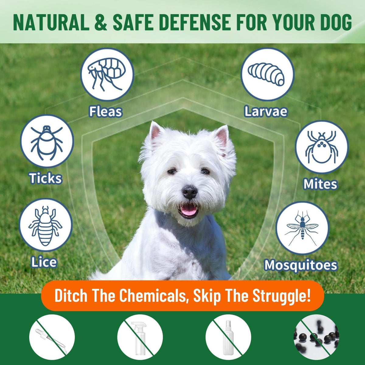 Natural Flea and Tick Prevention for Dogs, 60ml I369