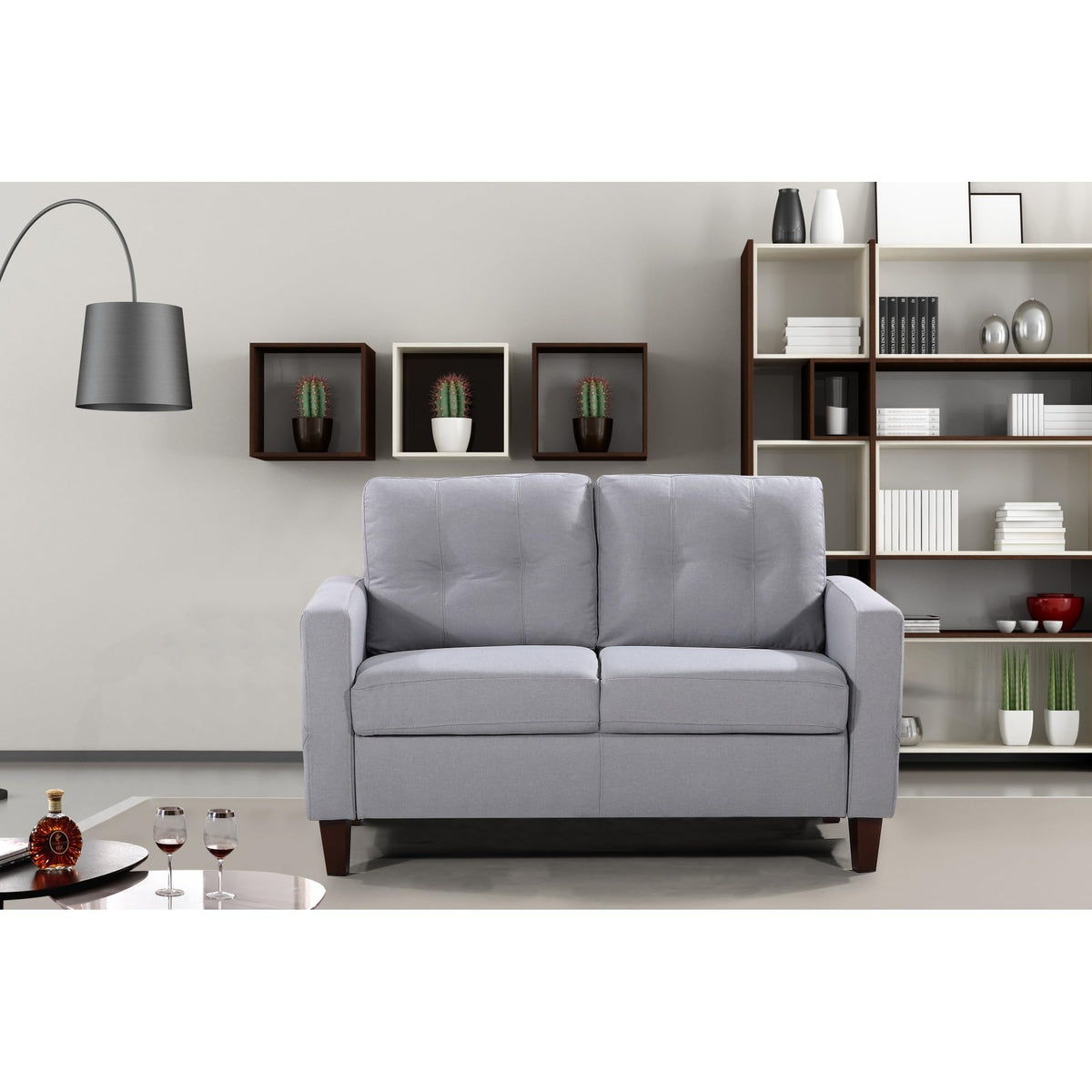 Light Gray Tufted Upholstered Loveseat N676