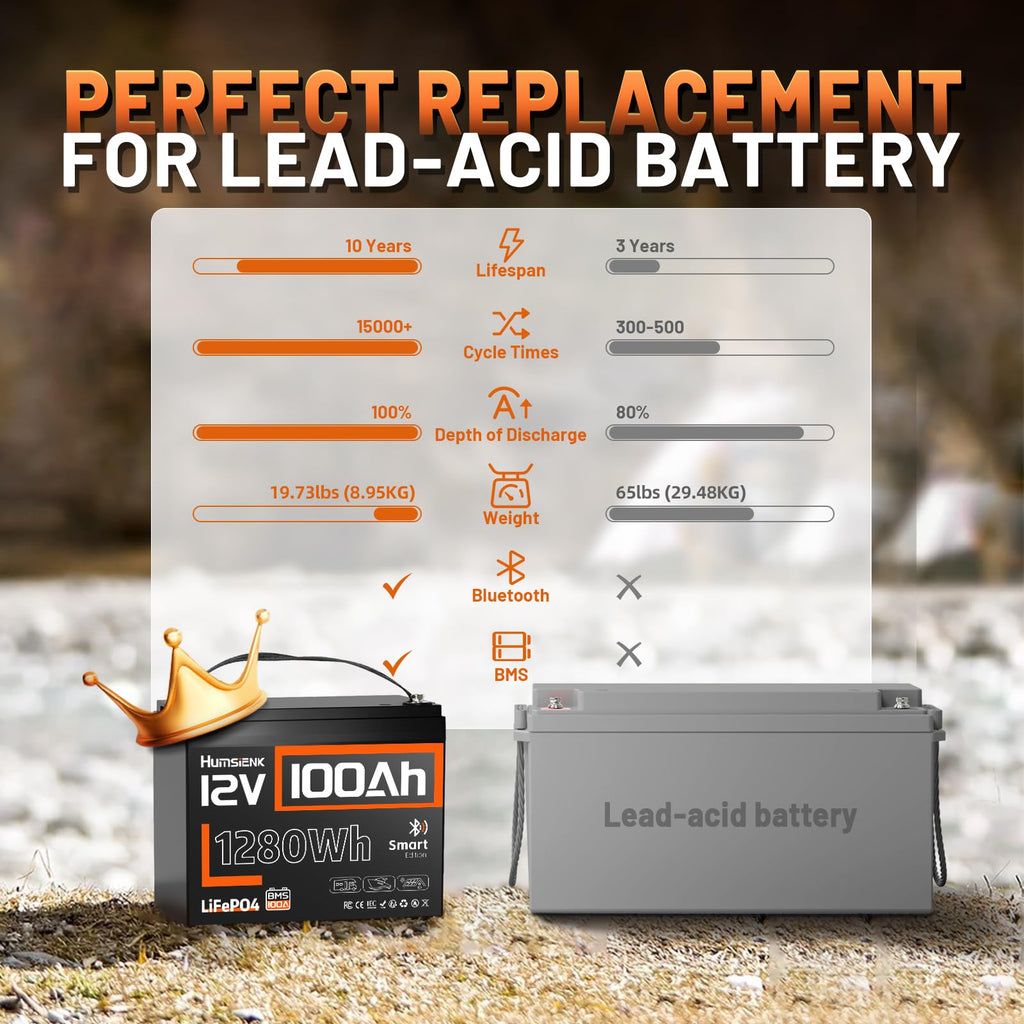 12V 100Ah LiFePO4 Lithium Battery with Bluetooth P903407