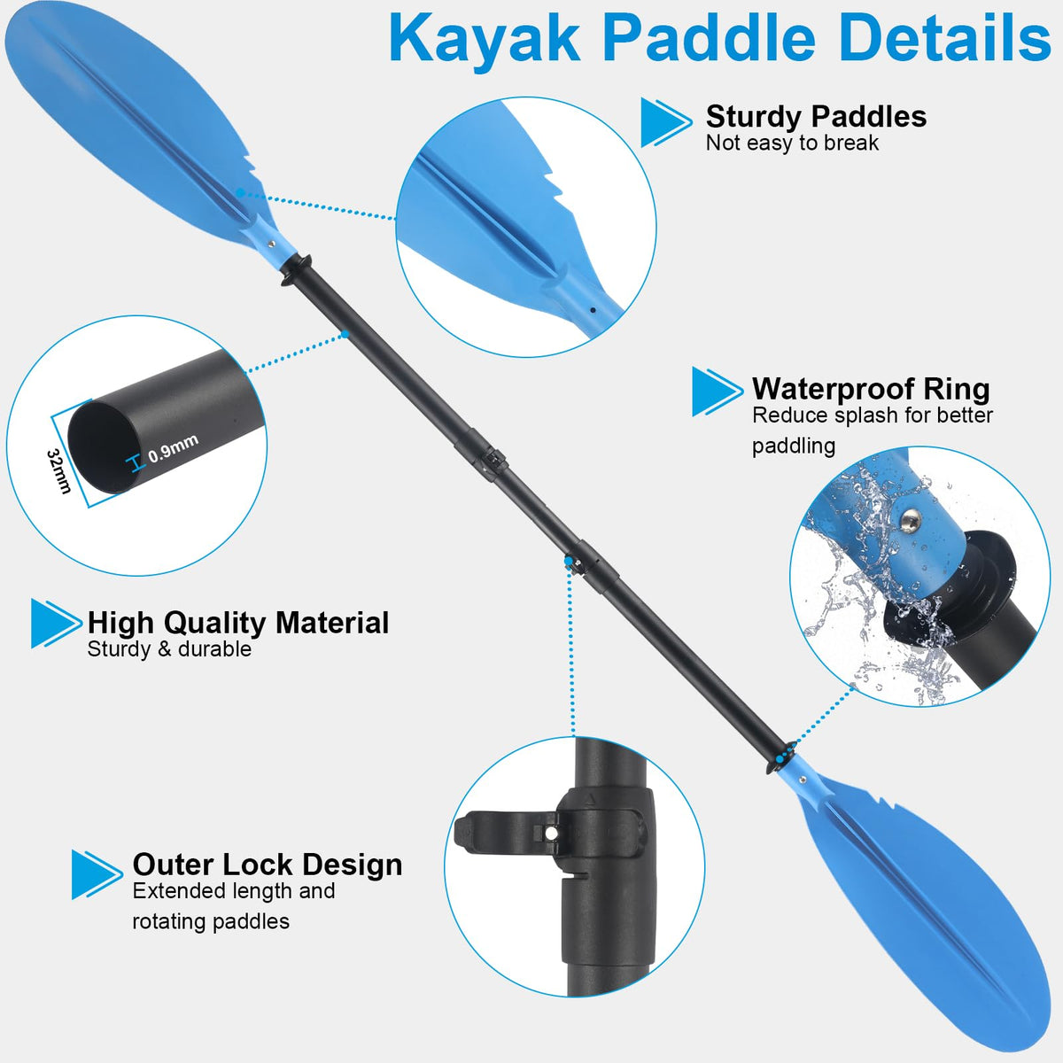 Telescoping Adjustable Kayak Paddle 70" to 95" K748772