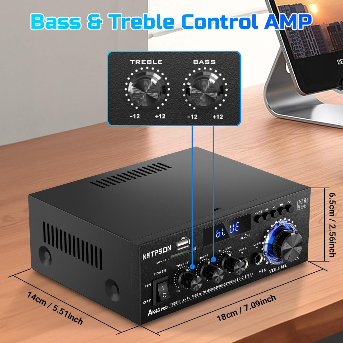 2CH 50W Bluetooth Stereo Receiver Amplifier with FM Radio B367025