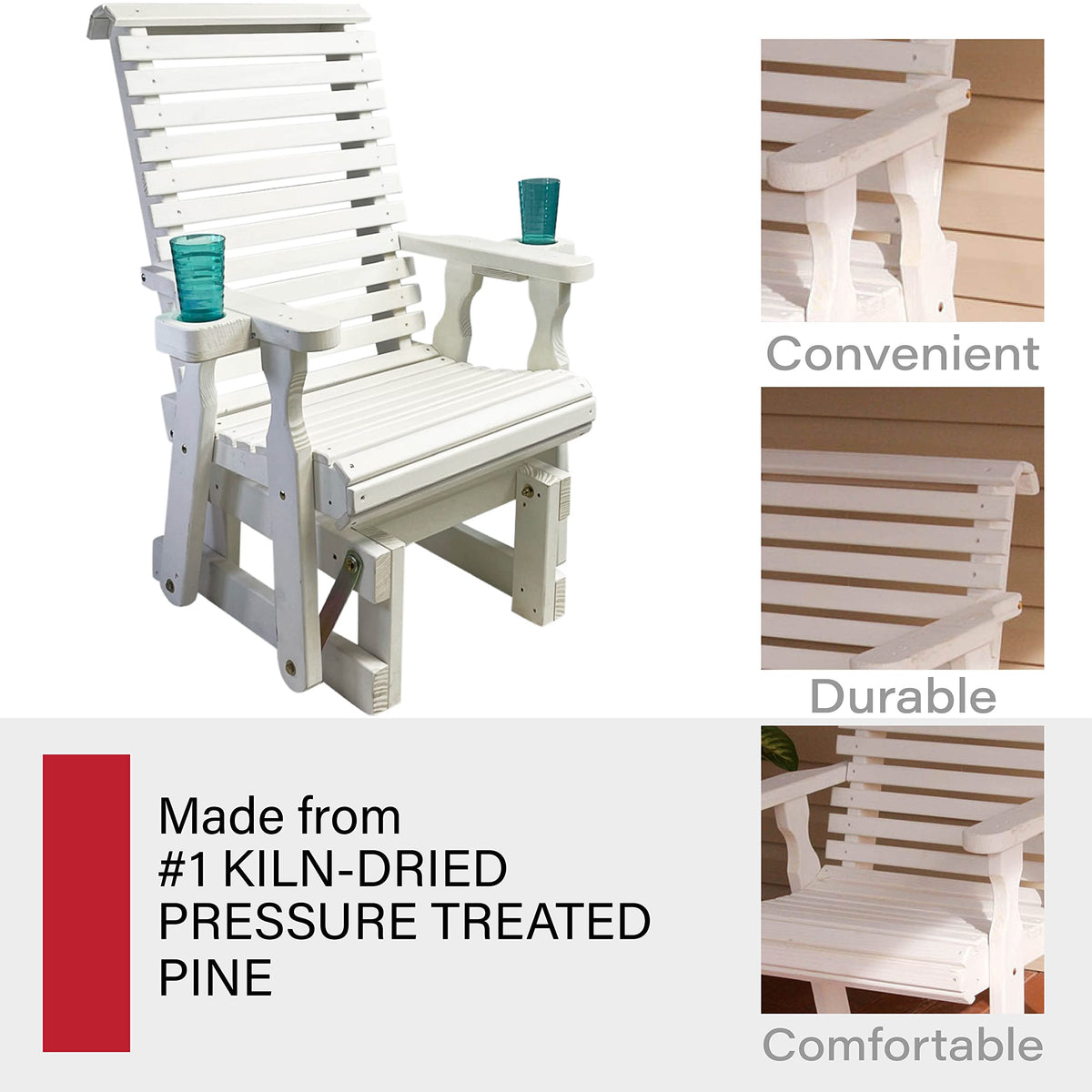Heavy Duty 600 Lb High Back Glider Chair with Cupholders S2403