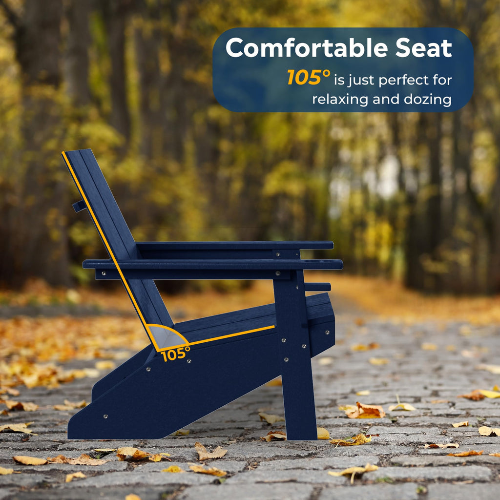 Navy Blue HDPE Outdoor Chair Set of 2 Z543477