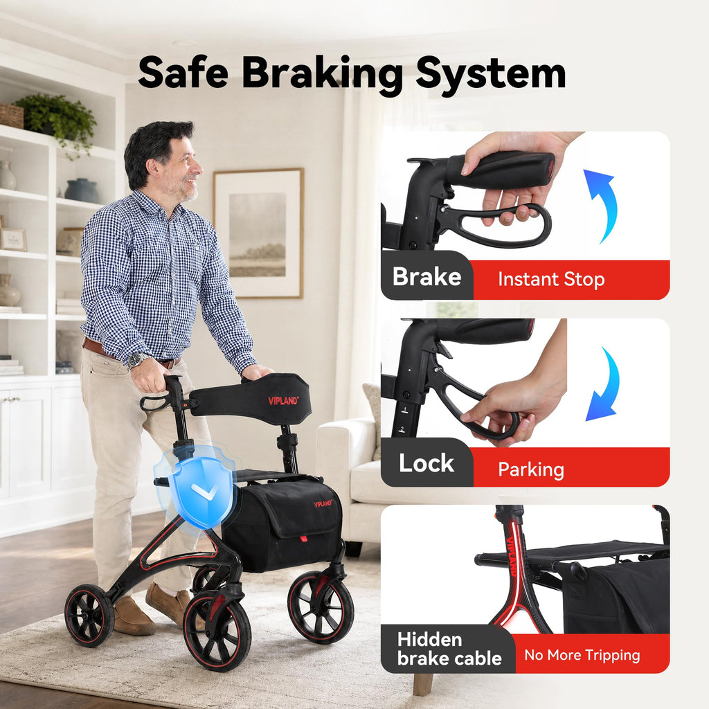 Carbon Fiber Lightweight Walker with Seat and Cane Holder D24599
