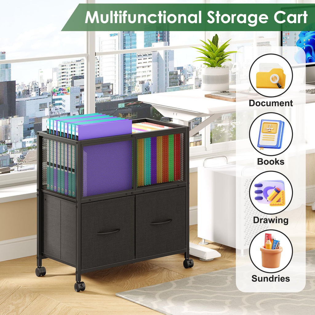 Rolling File Cart with 2 Fabric Drawers B929