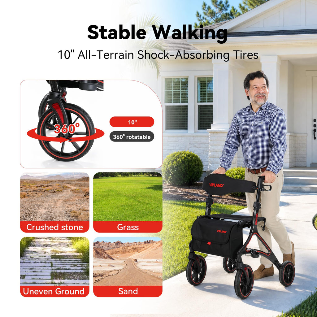 Carbon Fiber Lightweight Walker with Seat and Cane Holder D24599
