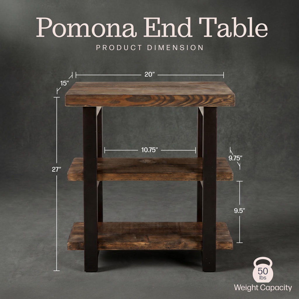 Solid Wood 3-Tier End Table W185