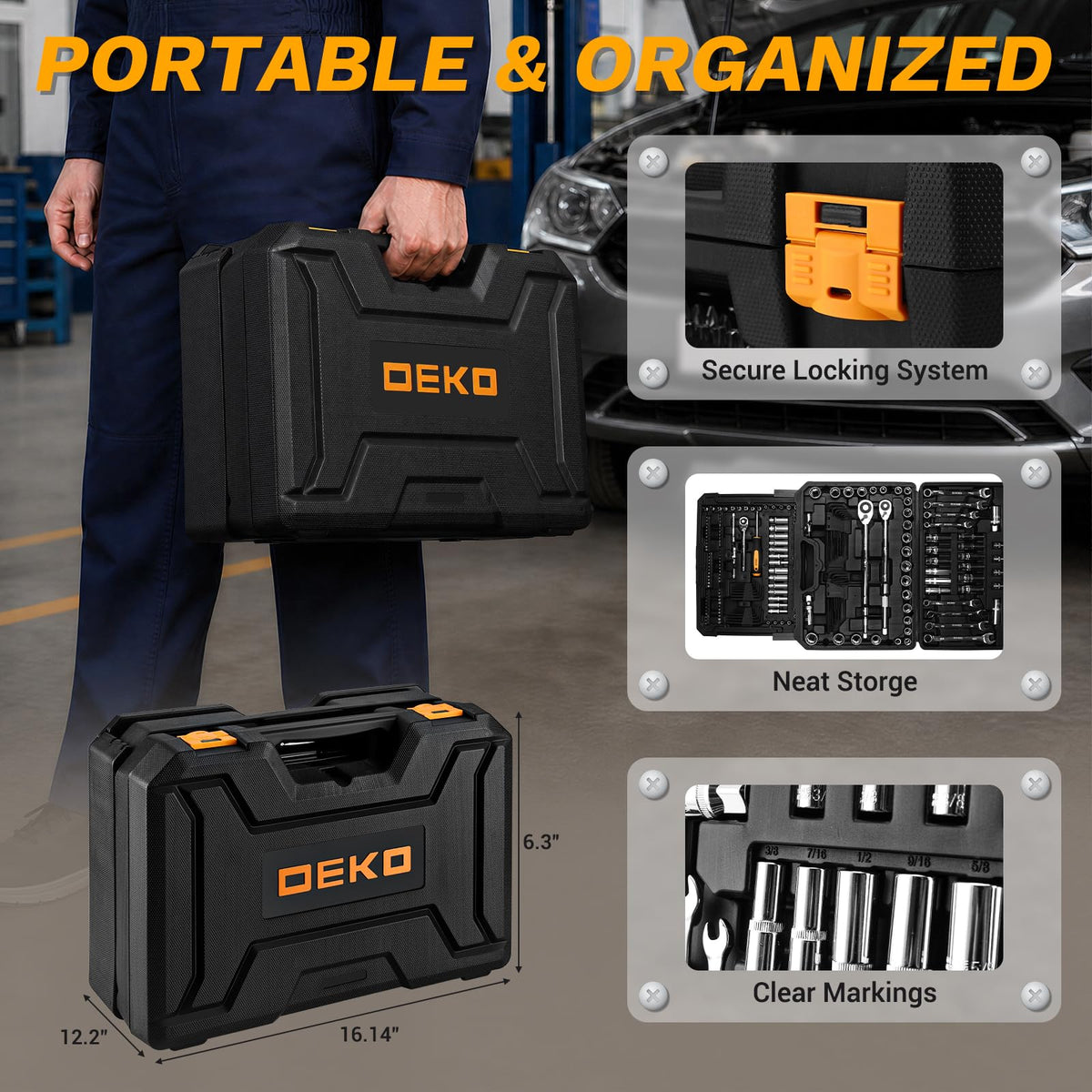 226 Pcs Mechanic Tool Set with Storage Tool Box Q933