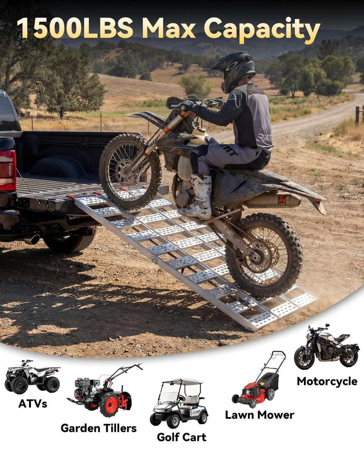 Tri-Fold Aluminum Loading Ramp, 1500 lbs Capacity, 76''L × 50''W N96945