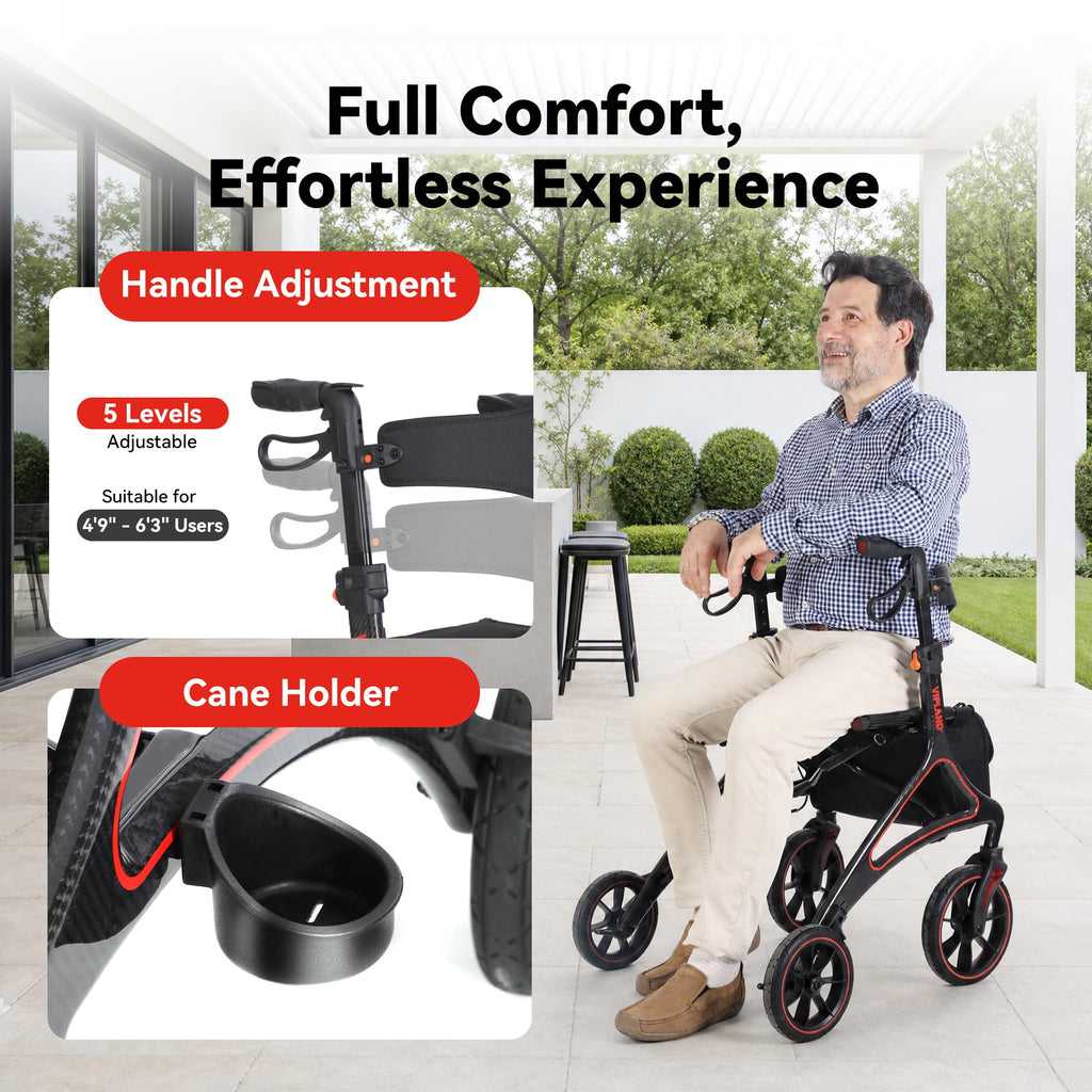 Carbon Fiber Lightweight Walker with Seat and Cane Holder D24599