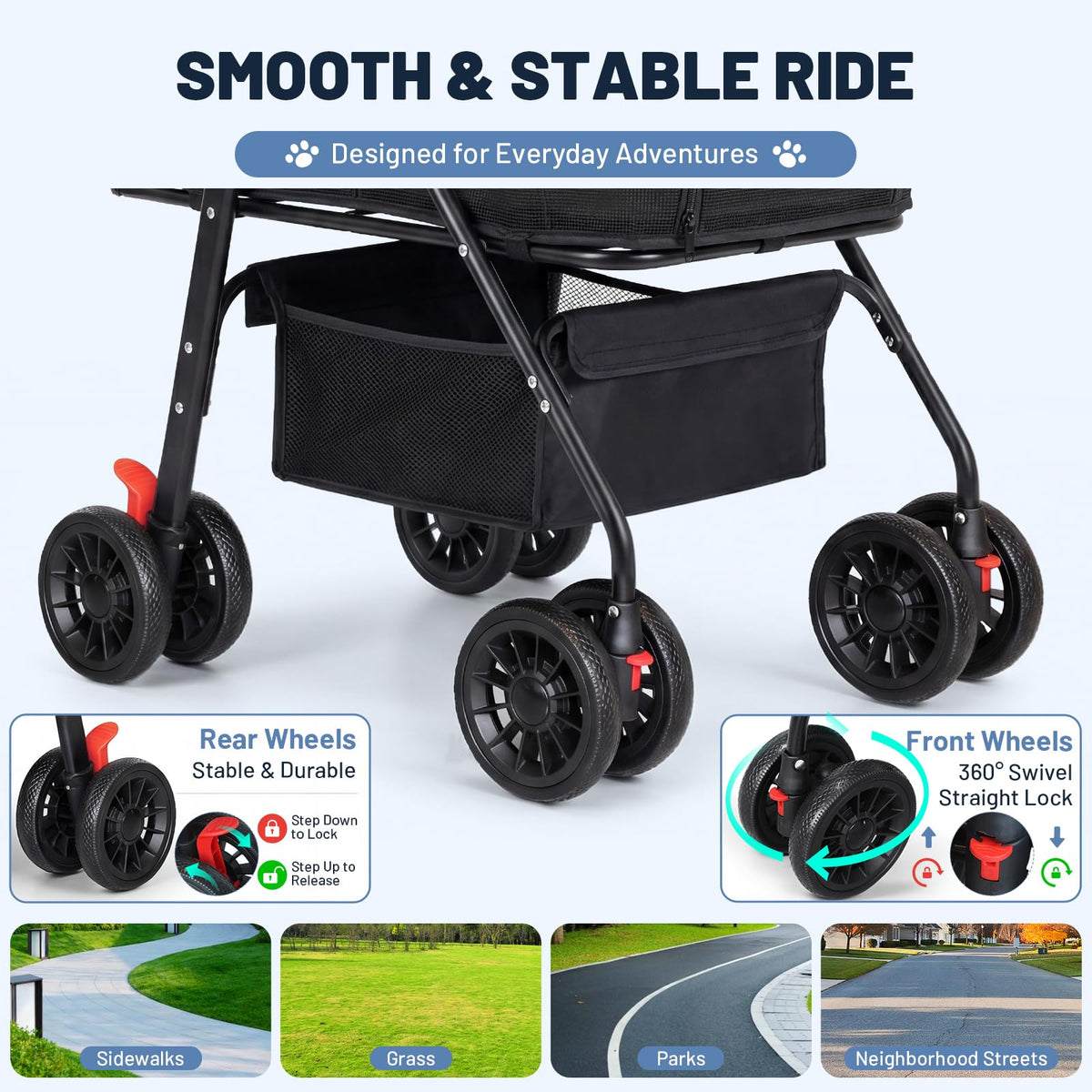 Foldable Pet Stroller with Detachable Carrier J828033