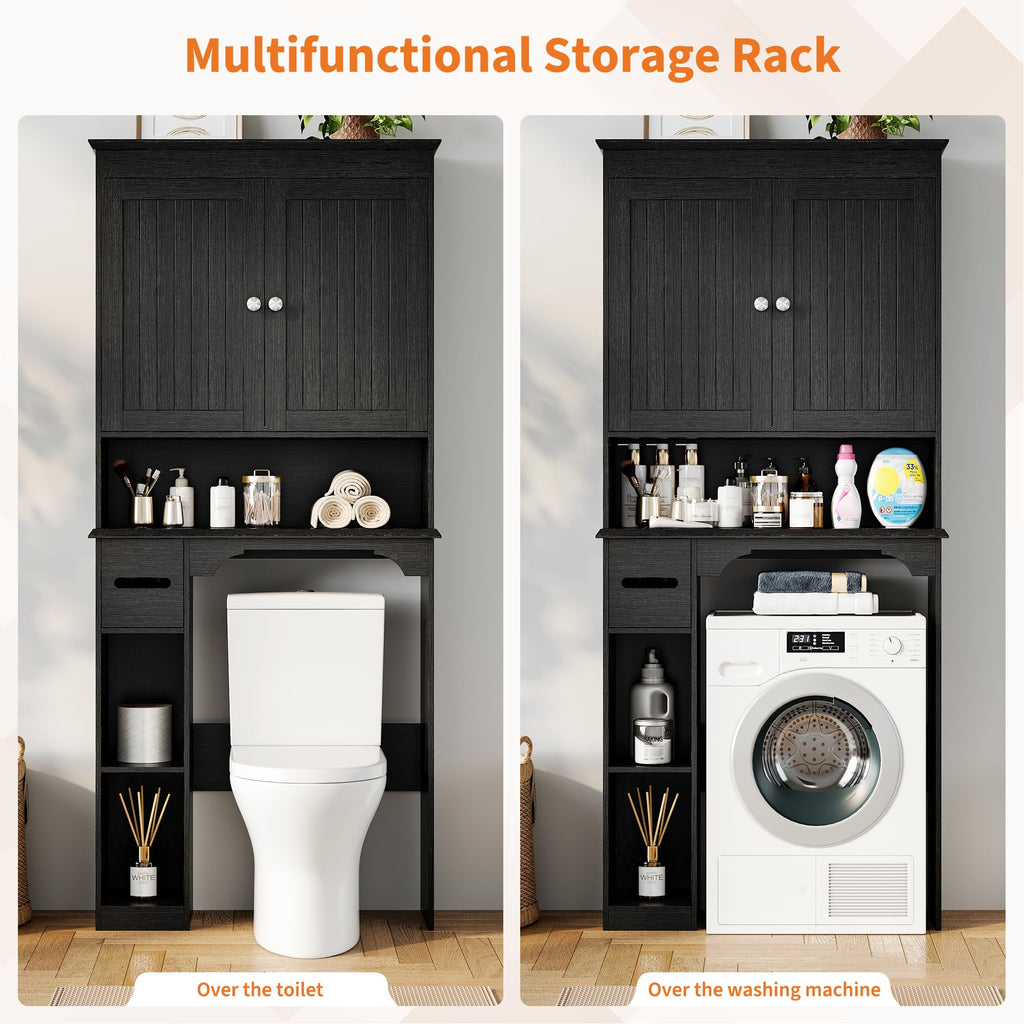 30" Over Toilet Storage Cabinet with Toilet Paper Box, Black M955976