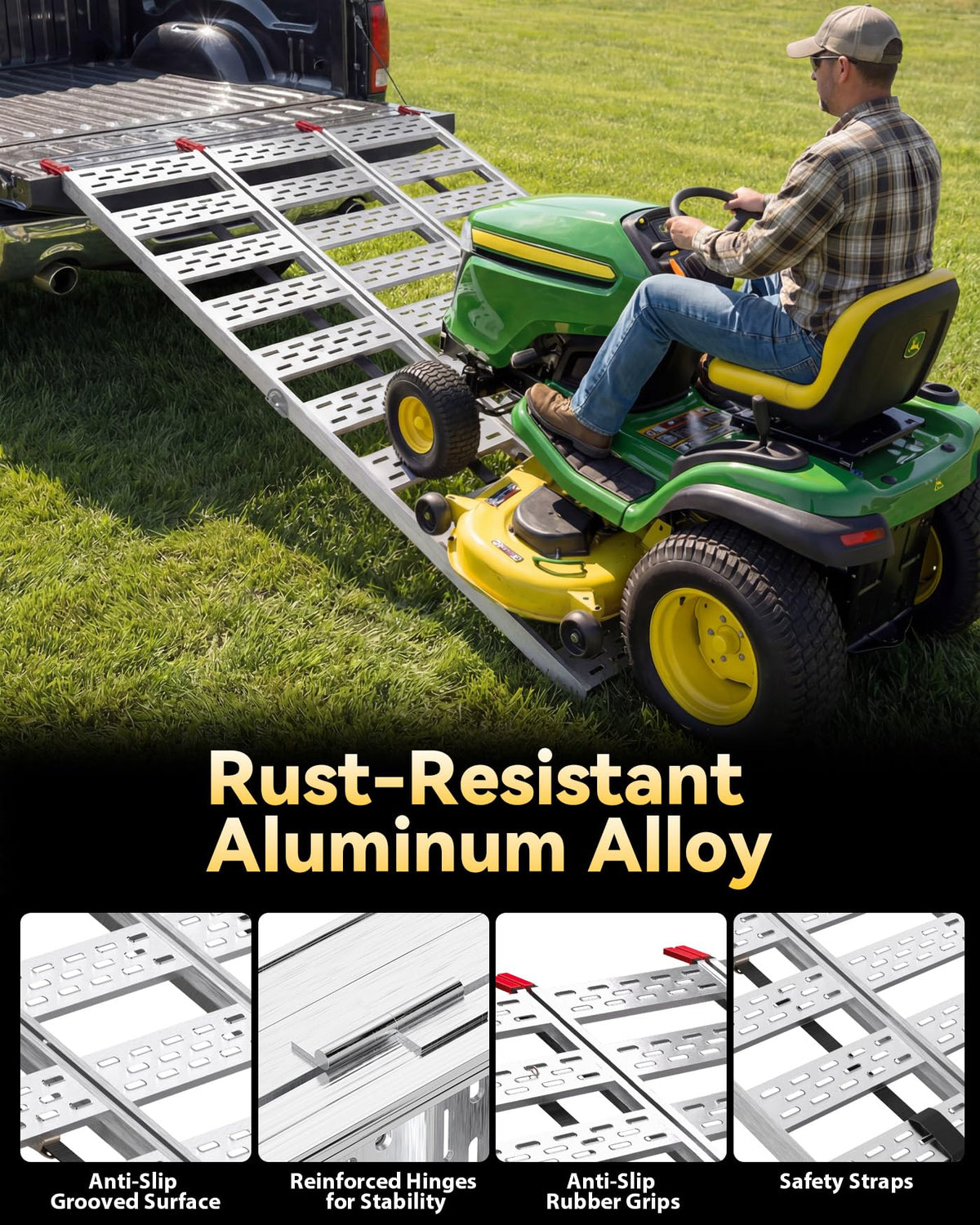 Tri-Fold Aluminum Loading Ramp, 1500 lbs Capacity, 76''L × 50''W N96945