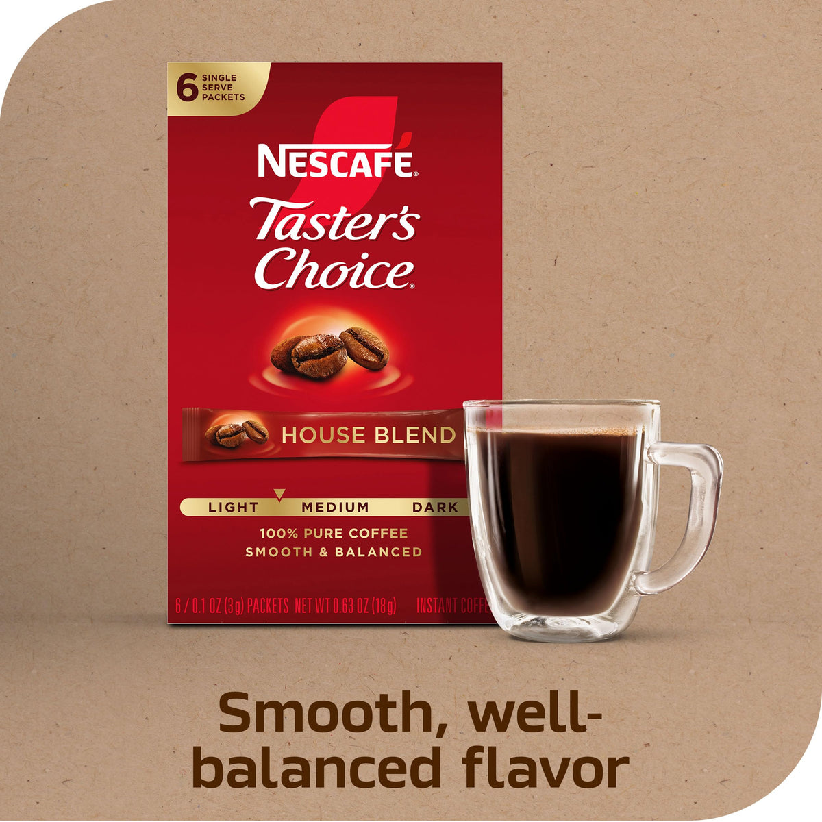 Instant Coffee Packets Light Medium Roast 72 Packets H75378