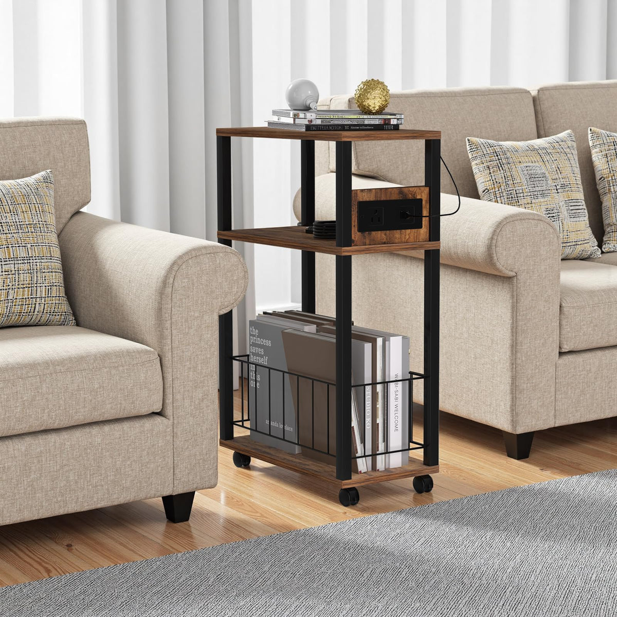 Rolling Side Table with Wheels M89135