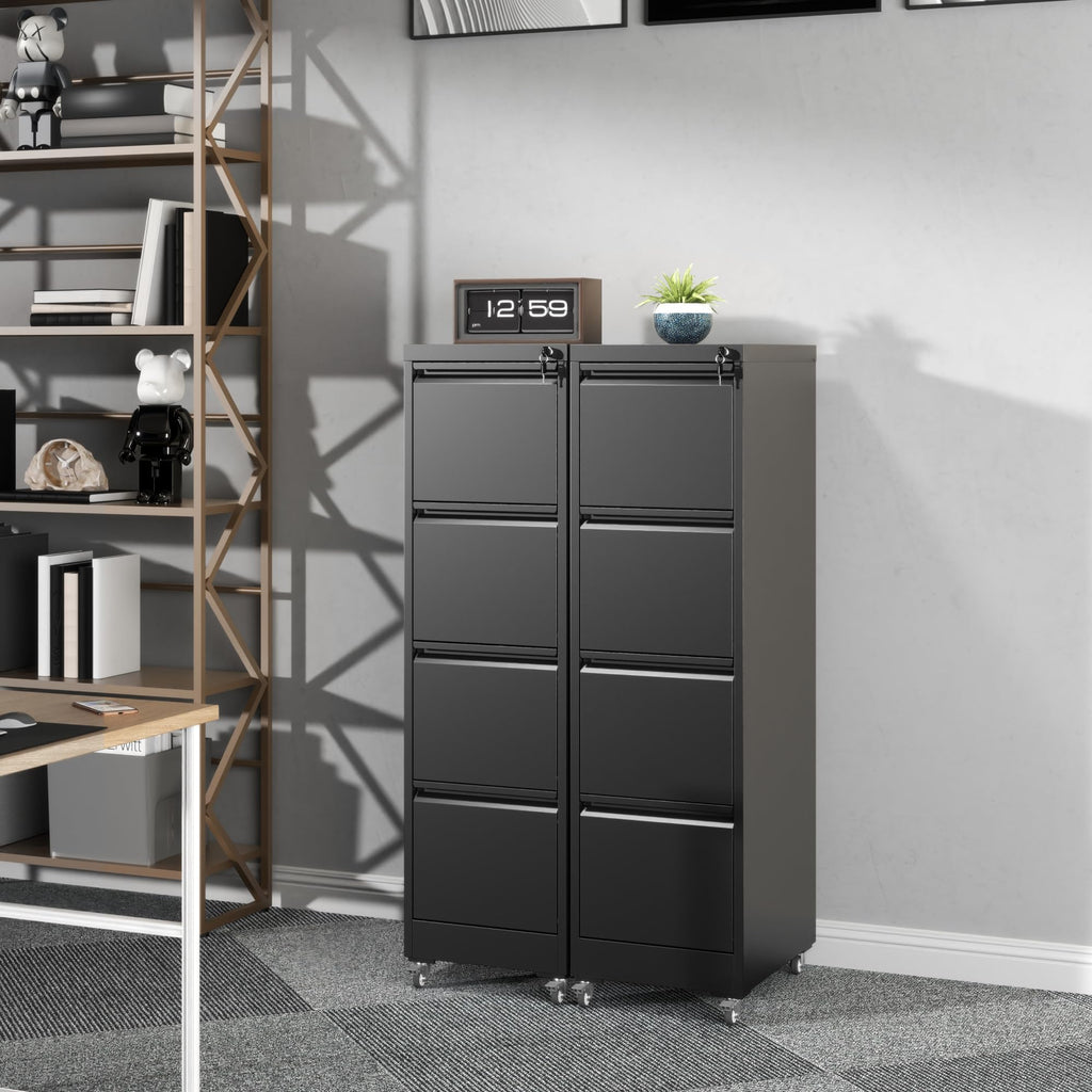 4-Drawer Mobile File Cabinet with Lock and Wheels B4001