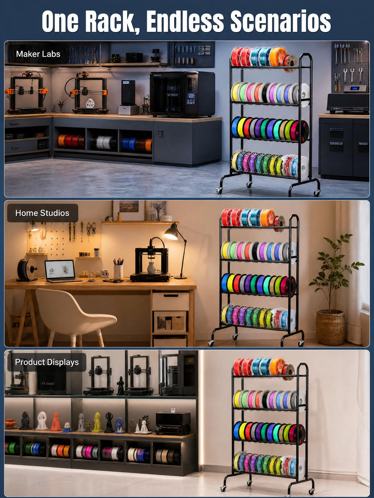 3D Printer Filament Storage Rack with Wheels C58434