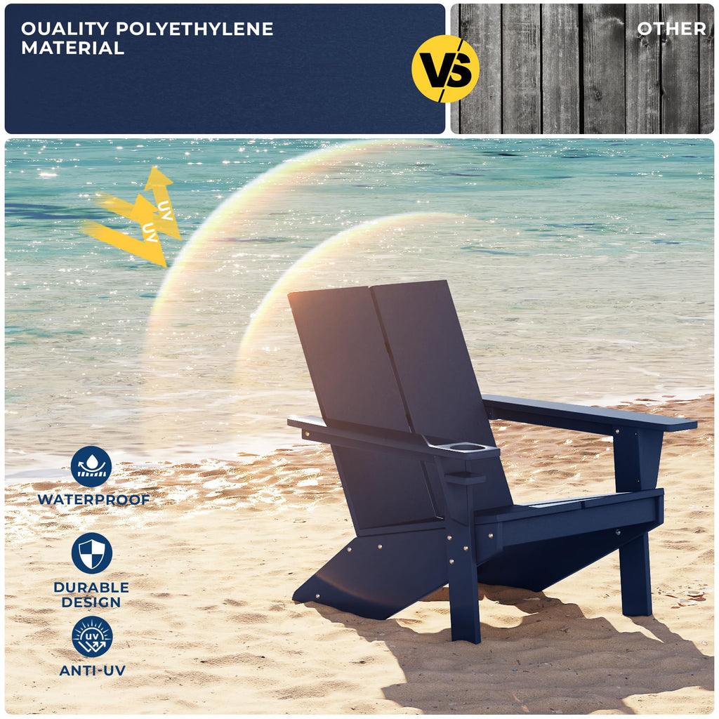 Navy Blue HDPE Outdoor Chair Set of 2 Z543477