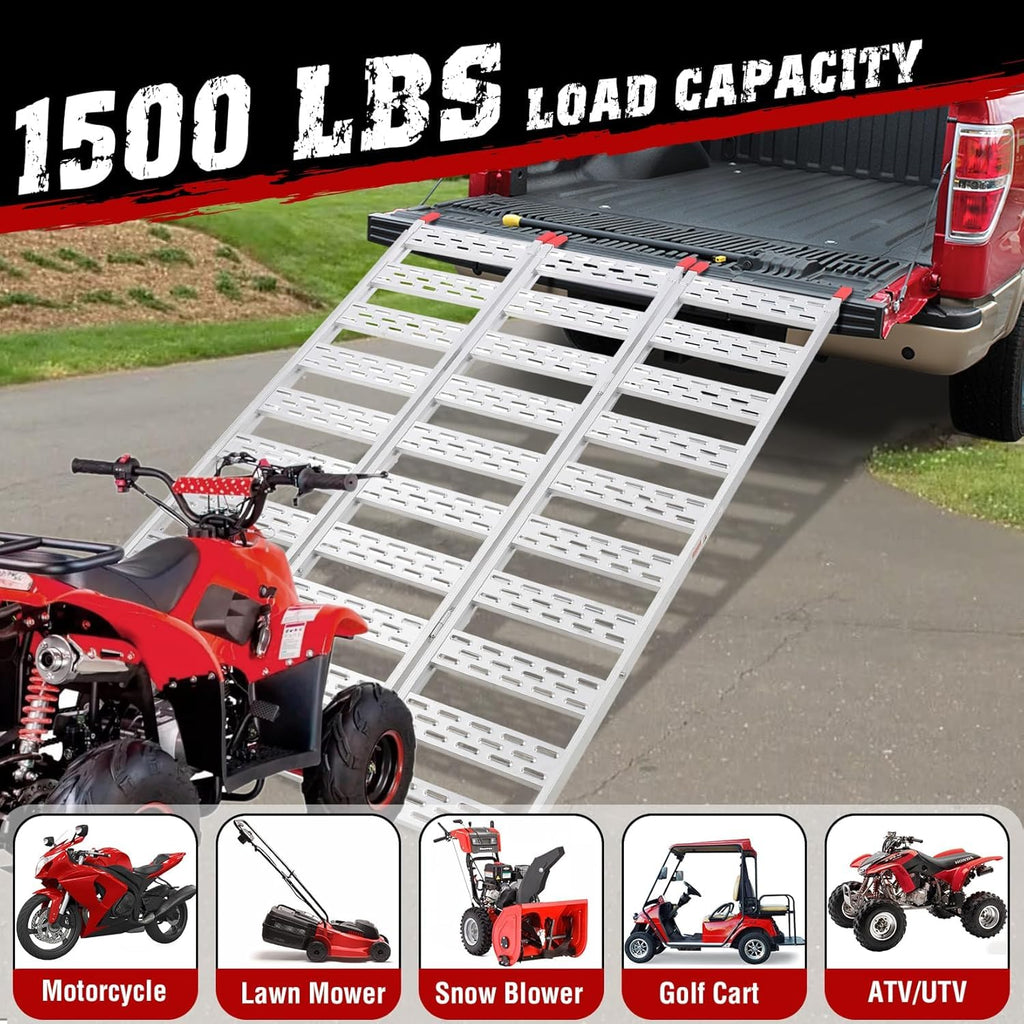 Aluminum Tri-Fold Ramp with Treads 76"x50" F922