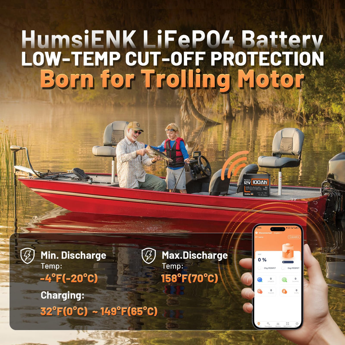 12V 100Ah LiFePO4 Lithium Battery with Bluetooth P903407