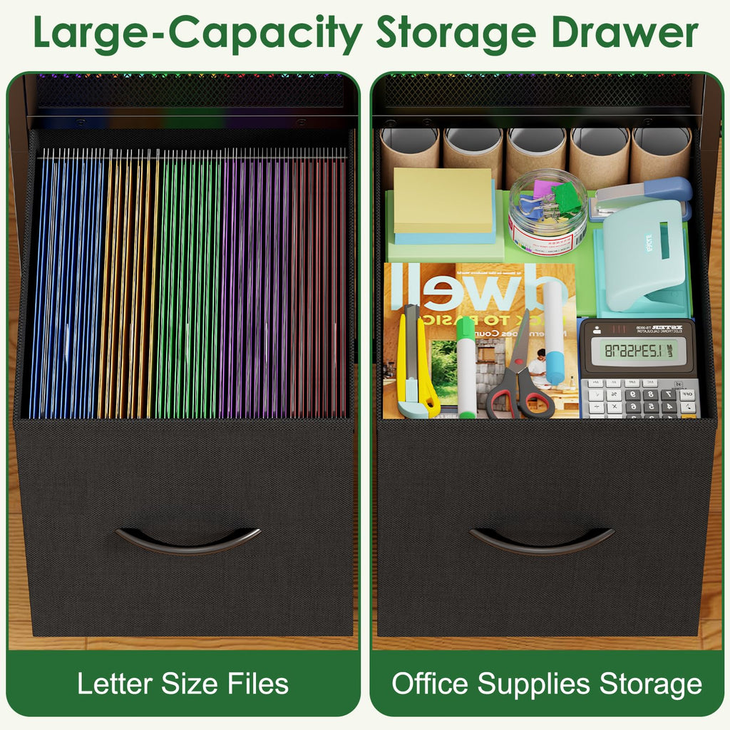 Rolling File Cart with 2 Fabric Drawers B929