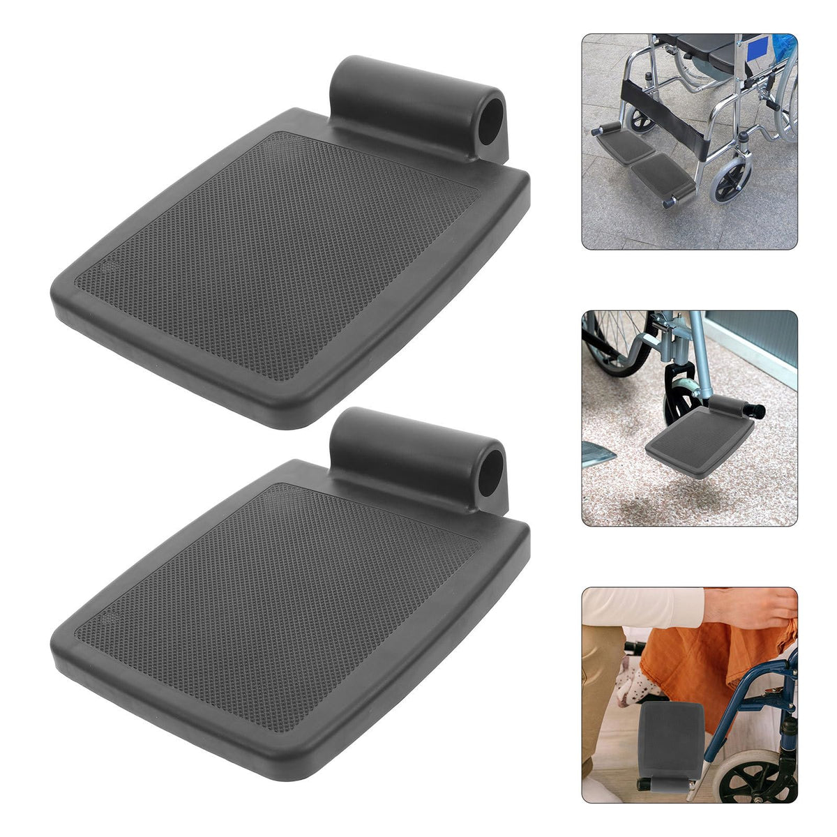 2pcs Black Non-Slip Wheelchair Footrest Replacement Pads K170