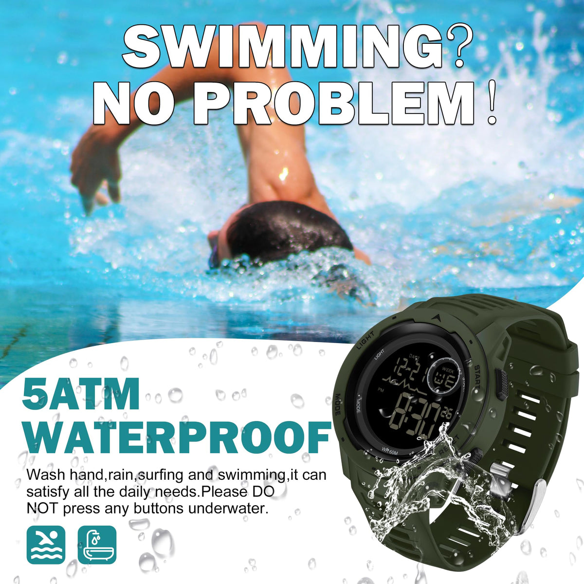 Men's Digital Waterproof Sports Watch J11518