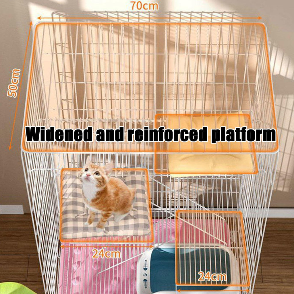 4-Tier Collapsible Metal Wire Cat Cage with Wheels White V9938