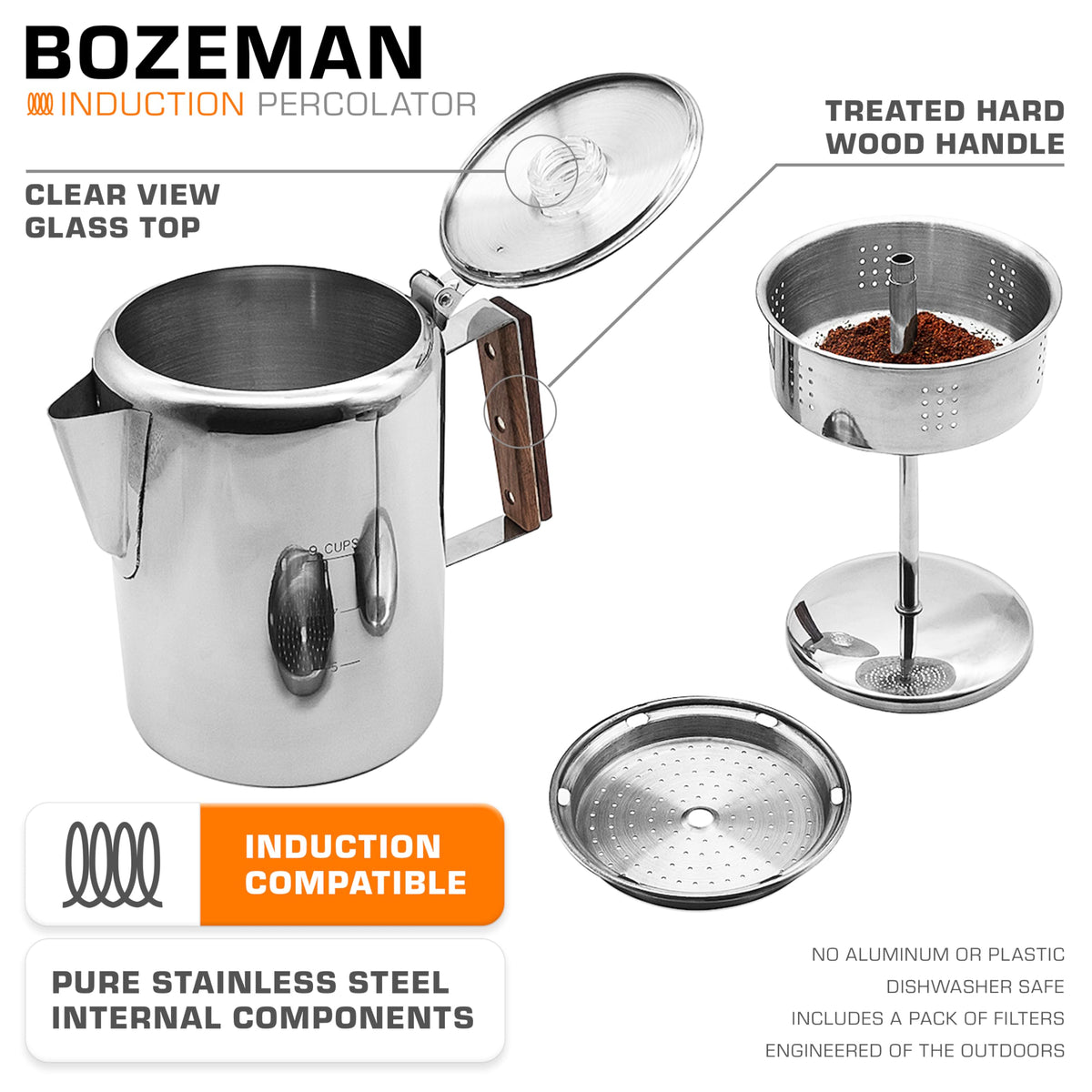 Induction Coffee Percolator 9 Cup X911415