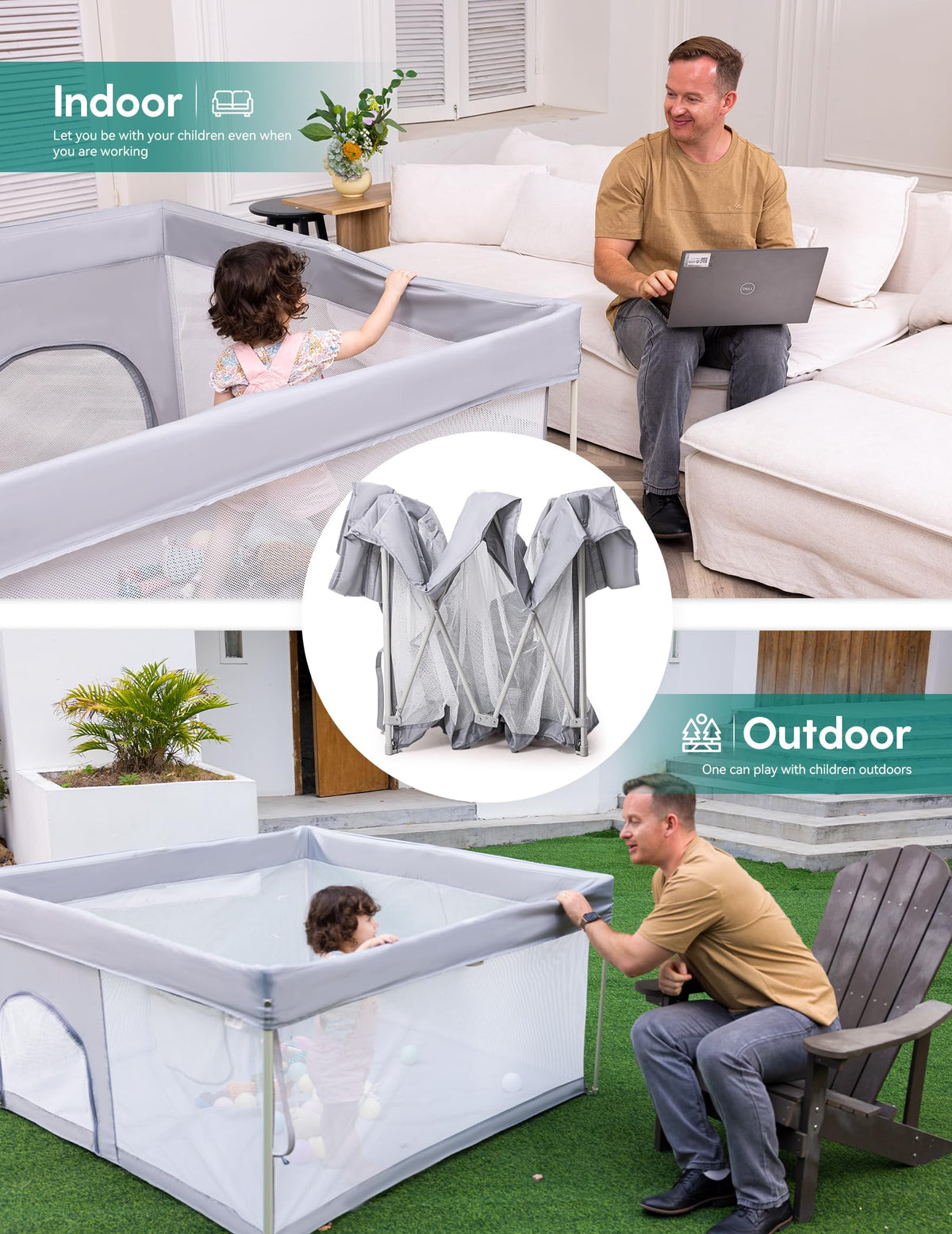 Foldable Baby Playpen with Mat U20101