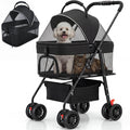 Foldable Pet Stroller with Detachable Carrier J828033