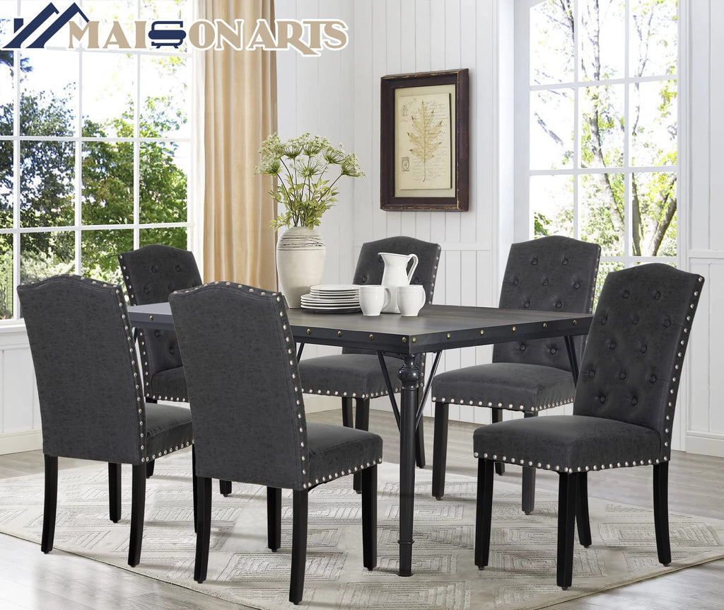 Black Faux Leather Dining Chairs Set of 2 F77443