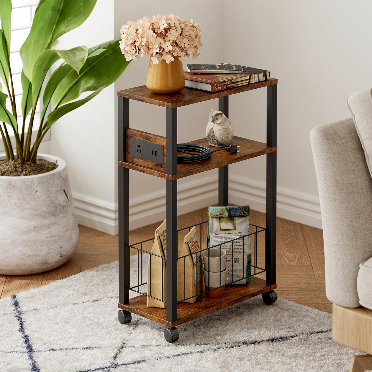 Rolling Side Table with Wheels M89135