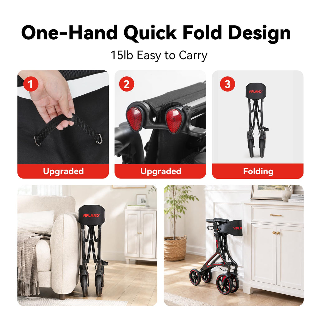 Carbon Fiber Lightweight Walker with Seat and Cane Holder D24599
