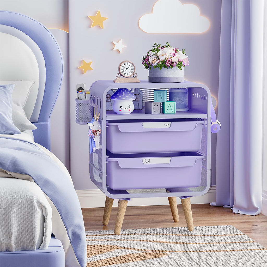 Kids Nightstand, Girls Bedside Table, Night Side Table, Purple V97057
