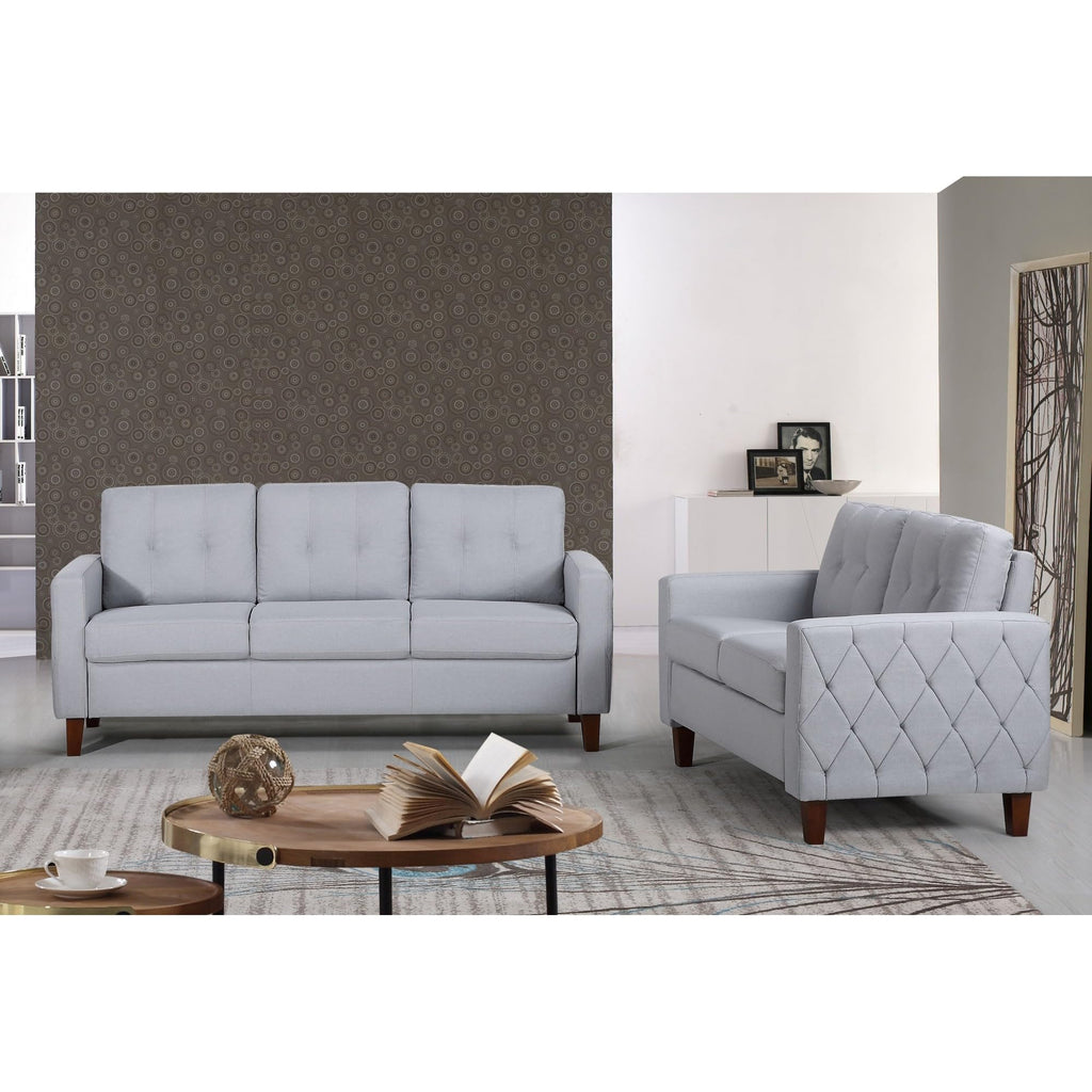 Light Gray Tufted Upholstered Loveseat N676