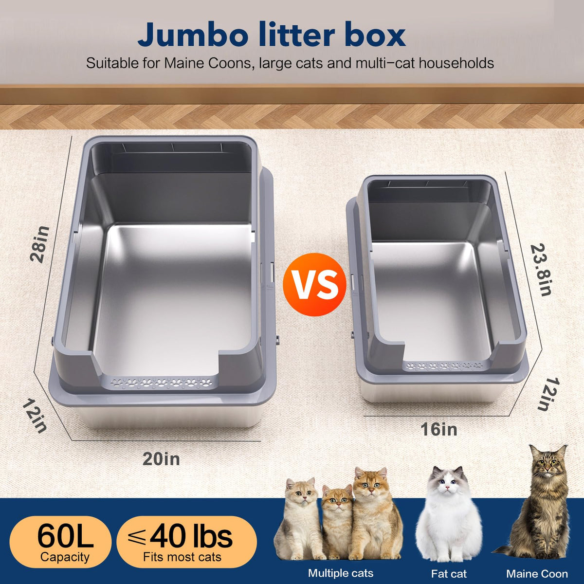 Stainless Steel XXL Litter Box U94659