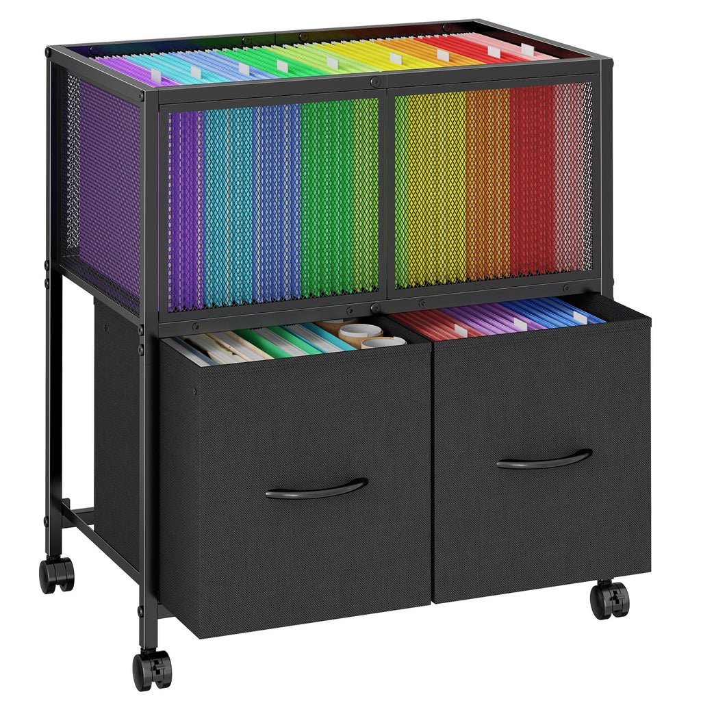Rolling File Cart with 2 Fabric Drawers B929