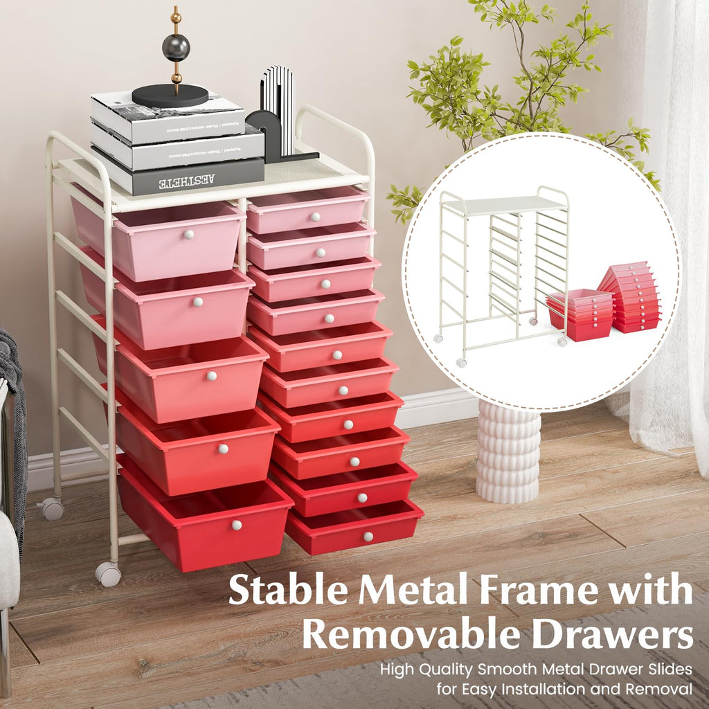 15 Drawer Multicolor Rolling Storage Cart E5743
