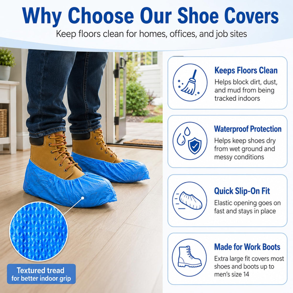 Blue Waterproof Disposable XL Shoe Covers O480953