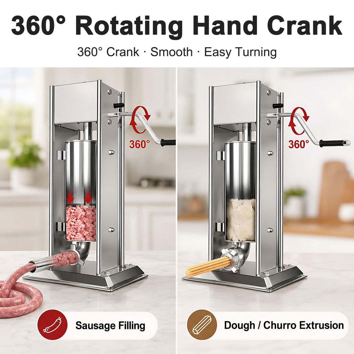 3L/5L/7L Sausage Stuffer & Churro Maker 304 Stainless Steel B9479