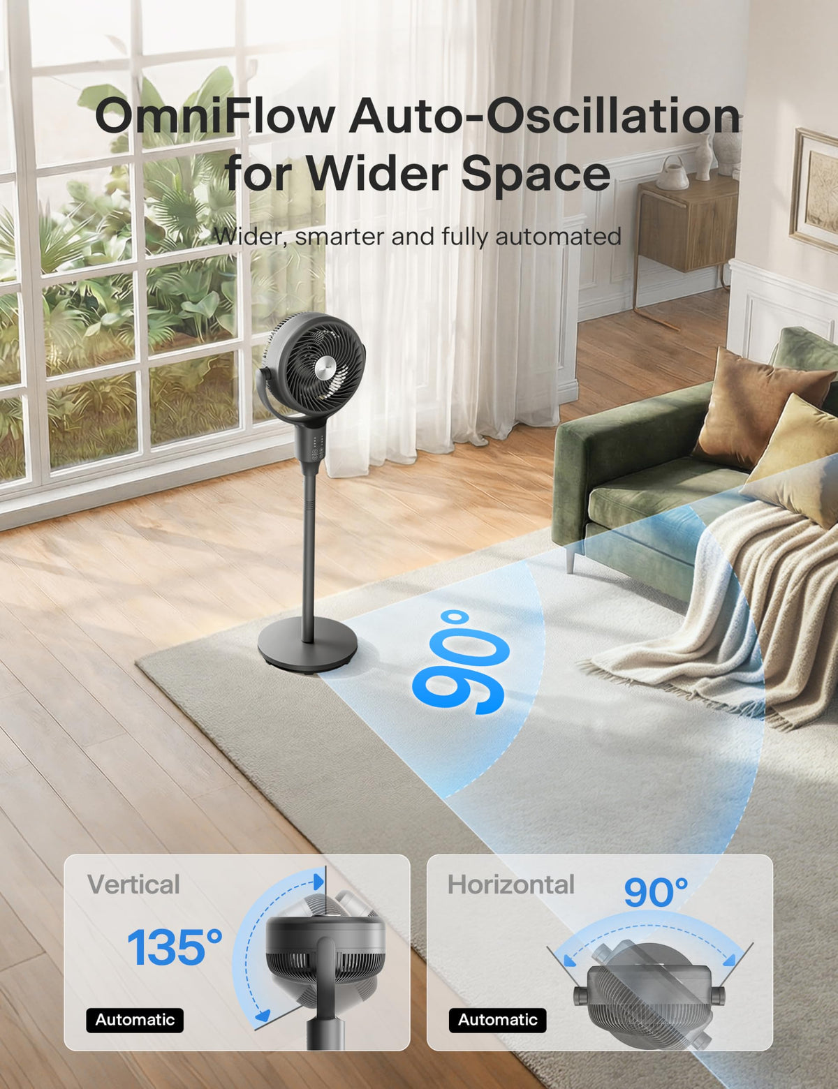 Grey Air Circulator Fan with Remote Y5958