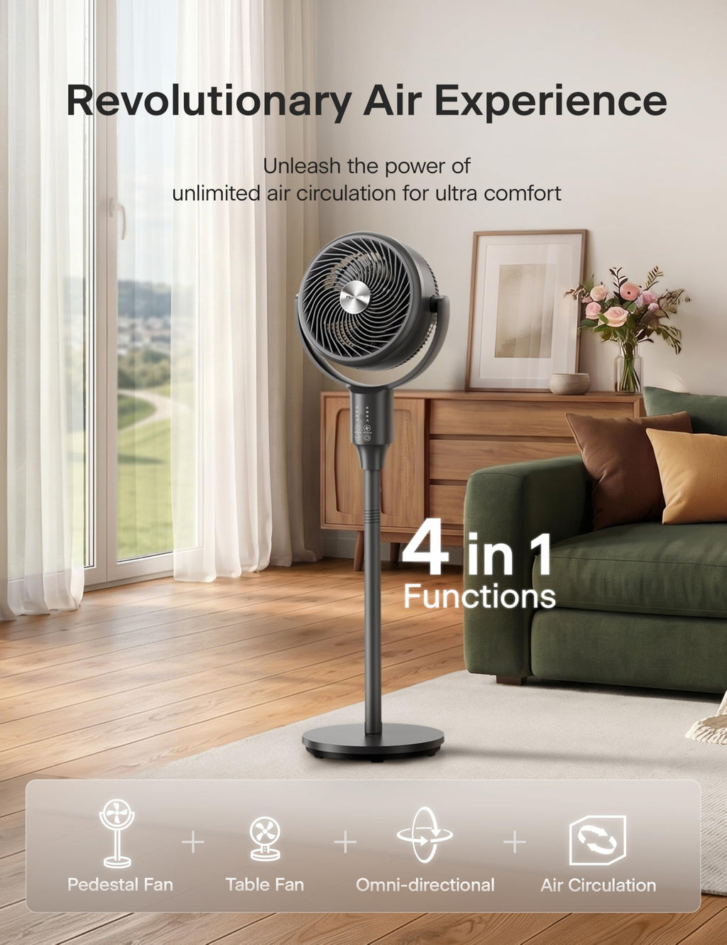 Grey Air Circulator Fan with Remote Y5958