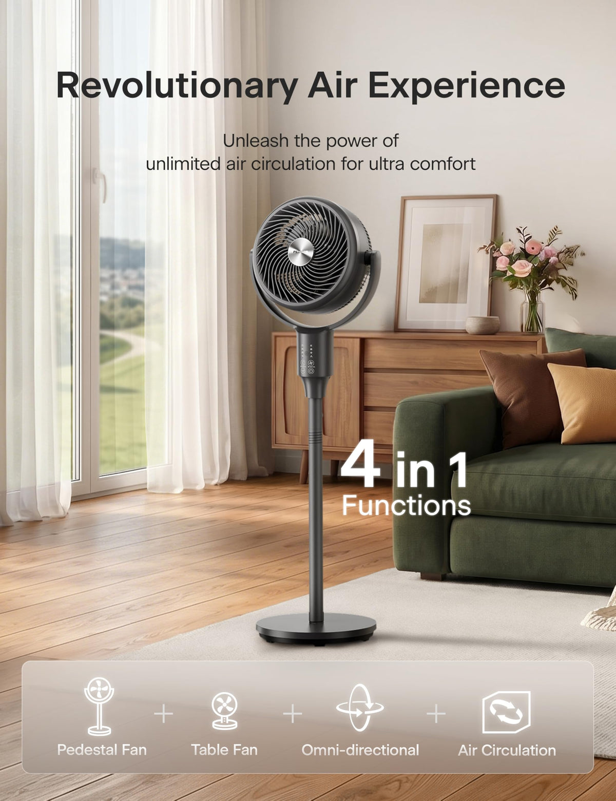 Grey Air Circulator Fan with Remote Y5958