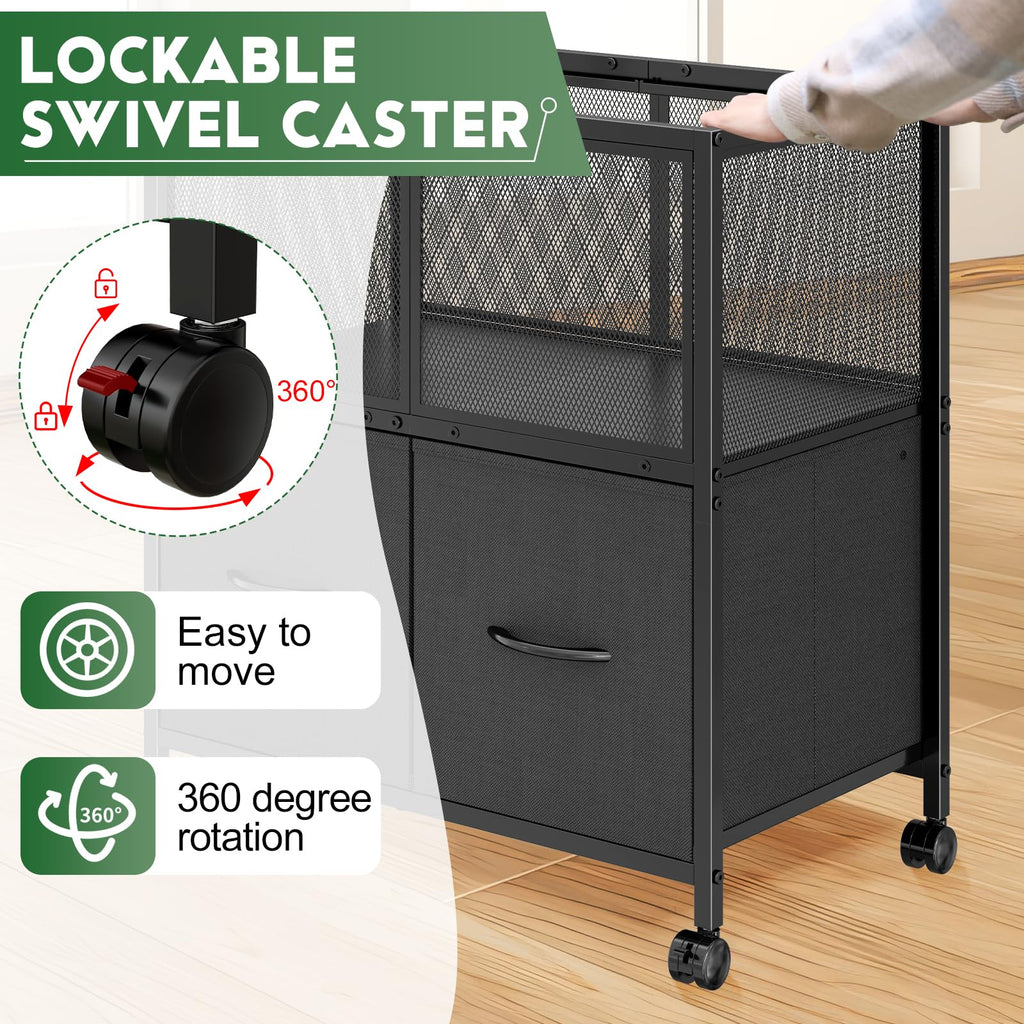 Rolling File Cart with 2 Fabric Drawers B929