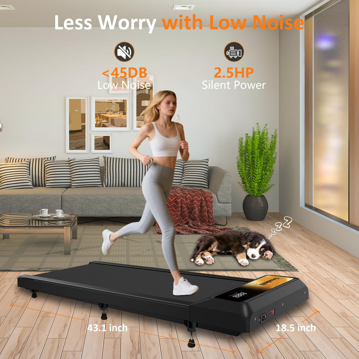 2.5HP Incline Walking Pad Treadmill with Remote L5996
