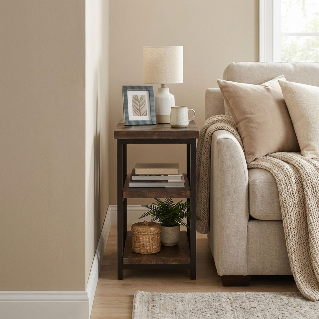 Solid Wood 3-Tier End Table W185