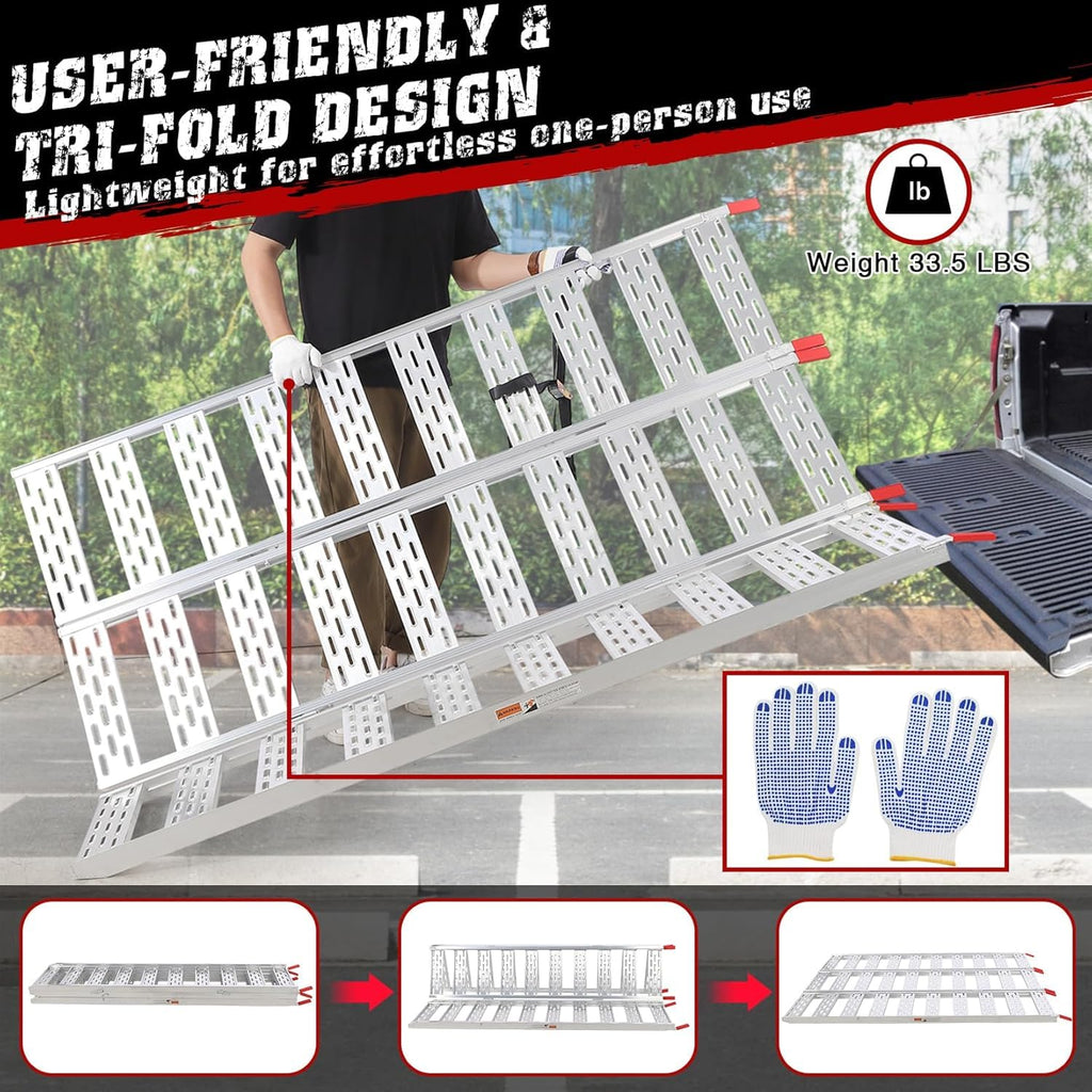 Aluminum Tri-Fold Ramp with Treads 76"x50" F922
